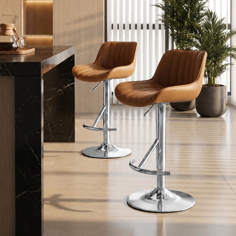 Commercial Kitchen Interior Design - Drewniana Elegancka Krzesło Barowe Wysokie Vintage